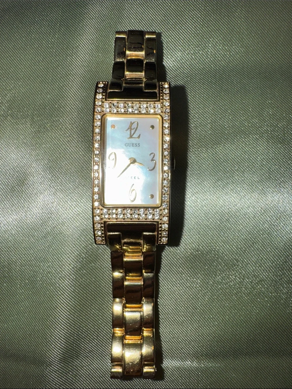 GUESS Water Resistant Gold-tone Crystal Accent Women's Bracelet Watch.